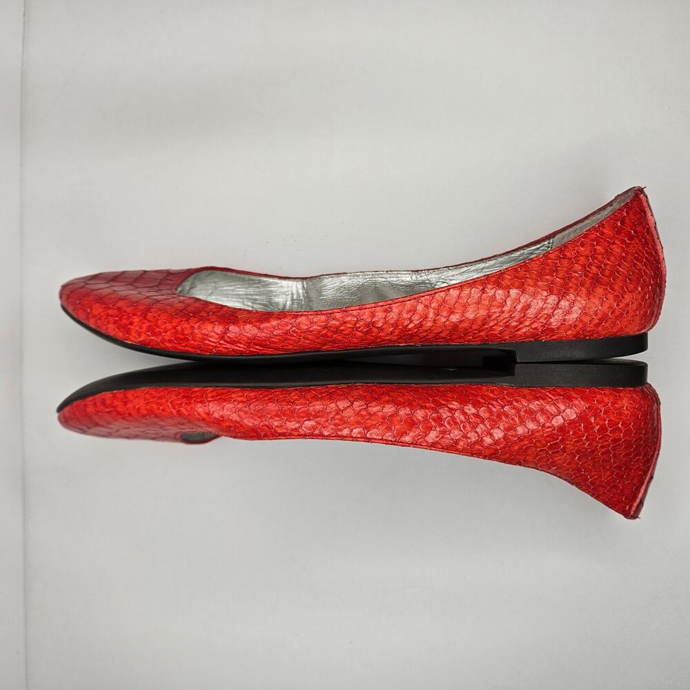 Banana Republic Red Leather Snakeskin Slip‎ On Ballet Flats Size 6.5 - Picture 6 of 9